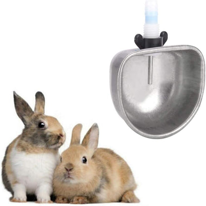 Rabbit Water Bowl, Stainless Steel Rabbit Water Dispenser, 2.6 x 1.1in Removable Hanging Pet Cage Water Bowl for Squirrels, Chinchilla, Hamster and Other Small Pets