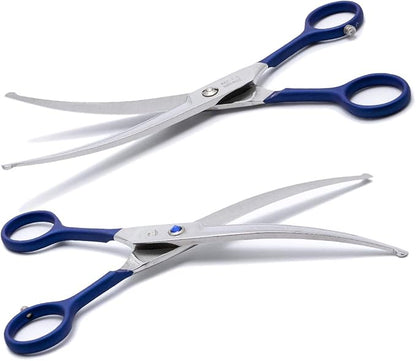 LovinPet Pet Grooming Scissors Curved Right/Left-Handed Pet Round-Tip Grooming 6CR Stainless Steel Safety trimming shears for Dogs and Cats (Easy use Curved Scissor)