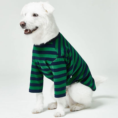 Dog Cotton Shirts for Small and Large Dogs Rugby Striped T-Shirts Soft Breathable Dog Shirt pet Clothes (X-Large, Green/Navy)