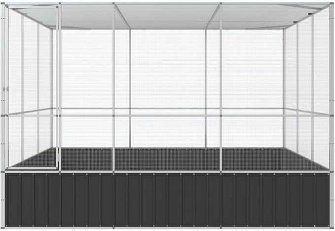 Steel Aviary Silver, Steel Bird Cage, Outdoor Aviary Parrot Cage Wide Flight Metal Birdcage, 122.4"x120.9"x83.5" Steel,-113