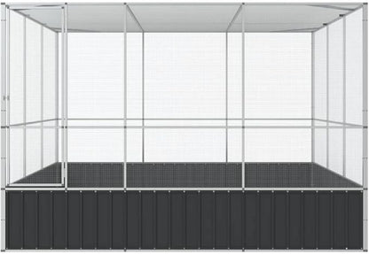 Steel Aviary Silver, Steel Bird Cage, Outdoor Aviary Parrot Cage Wide Flight Metal Birdcage, 122.4"x120.9"x83.5" Steel,-113