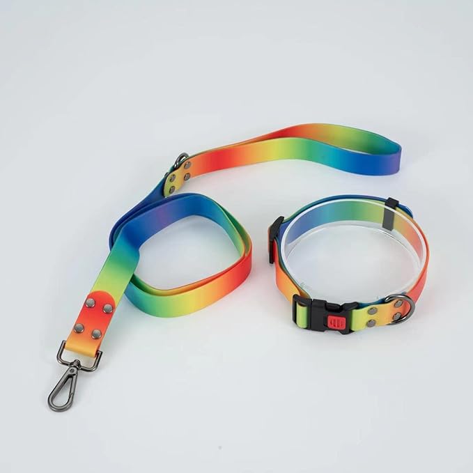 Rubber Waterproof Dog Collar and Leash Set for Small Dogs,Puppy Collars Leashes,Lead,Training Leash Easy Clean for Pets,Cats (for Medium Small Dogs)