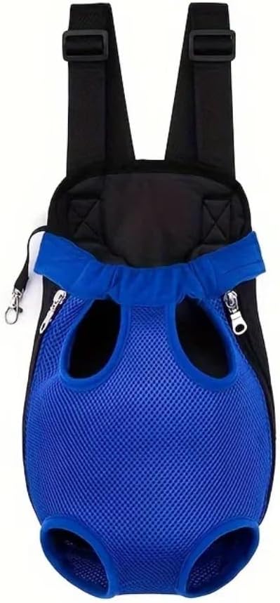 Pet Dog Carrier Backpack, Portable Breathable Mesh Chest Carrier, Polyester Woven Double Shoulder Pet Bag for Outdoor Adventures (SkyBlue, Medium)