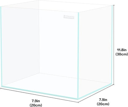 LYPHARD AQUARIUMS Tall Rimless Aquarium 3 Gallon, Ultra Clear Low Iron Nano Fish Tank for Betta, L7.9×W7.9×H11.8 Glass Thickness 5mm with EVA Foam Leveling Mat