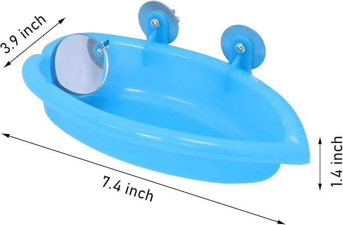 Wontee Bird Bath Box with Mirror Portable Parrot Hanging Bathroom Bathing Tub for Small Birds Cleaning Supplies