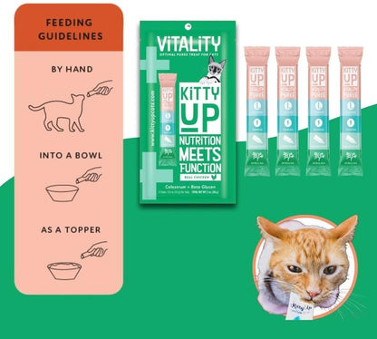 Kitty Up Lickable Cat Treats - Vitality Chicken Puree Squeeze Tubes with Lysine, Taurine & Beta Glucan | Immune Support for Indoor Cats (12 Pack)