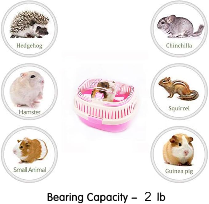 Pink Travel Small Animals Hamster Hedgehog Guinea Pig Cage Carrier for Hamsters Hedgehogs Ferret Bird Parrot Guinea Pig Travel Carrier Cage with Handle Breathable Small Animal Guinea Pig Cage Carrier