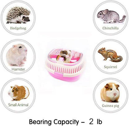 Pink Travel Small Animals Hamster Hedgehog Guinea Pig Cage Carrier for Hamsters Hedgehogs Ferret Bird Parrot Guinea Pig Travel Carrier Cage with Handle Breathable Small Animal Guinea Pig Cage Carrier
