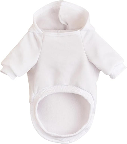 Jecikelon Winter Dog Hoodie Sweatshirts with Pockets Warm Dog Clothes for Small Dogs Chihuahua Coat Clothing Puppy Cat Custume (White, Large)