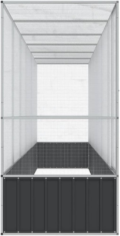 Galvanized Steel Large Flight King Bird Cage with Extension, Steel Outdoor Aviary, Outdoor Indoor Large Bird Cage Aviary Pet House for Cockatiels African Parakeets, 246.7"x42.1"x83.5",-306