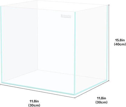 LYPHARD AQUARIUMS Tall Rimless Aquarium 9.5 Gallon, Ultra Clear Low Iron Small Fish Tank for Betta, L11.8×W11.8×H15.8 Glass Thickness 5mm with EVA Foam Leveling Mat