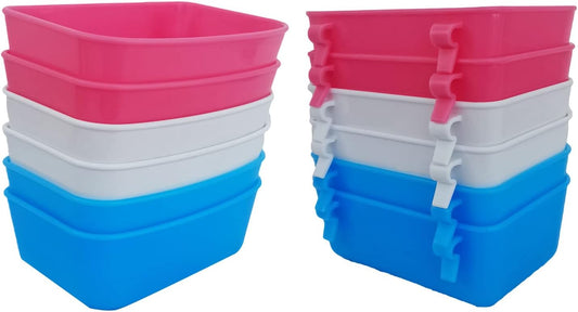 6 Pack Rabbit Feeder Waterer Chicken Guinea Pig Cage Food Water Bowl Hanging Watering Container Feeding Dish Coop Cup Treats Drinker for Pigeon Dove Puppy Cat Bird Bath Basin Hamster Bed