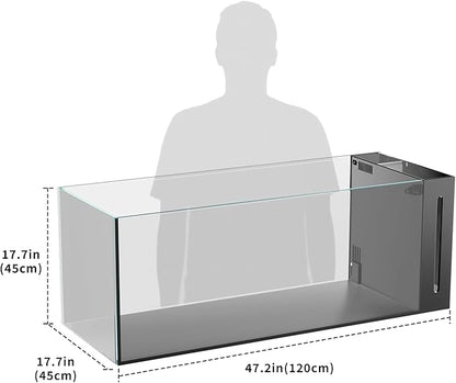 Ultra Clear Rimless Aquarium Tank Low Iron Glass Side Filtration + Anti-Jumping net (60Gal)