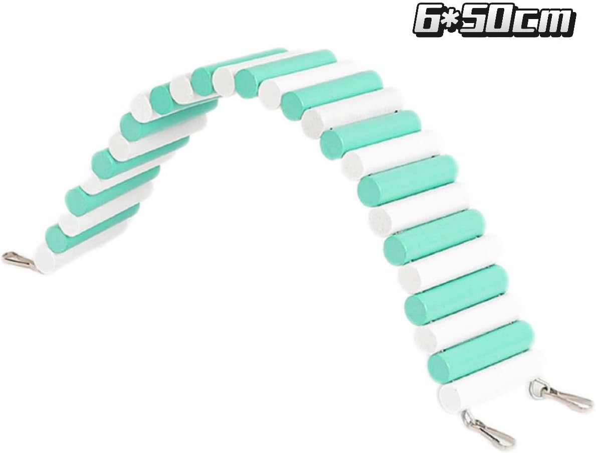 2Pcs Hamster Swing Toy, Soft Climbing Ladder, Wooden Arch Bridge, Hideaway Fence Tunnel, Landscape Supplies Climbing Ladder (Blue White)