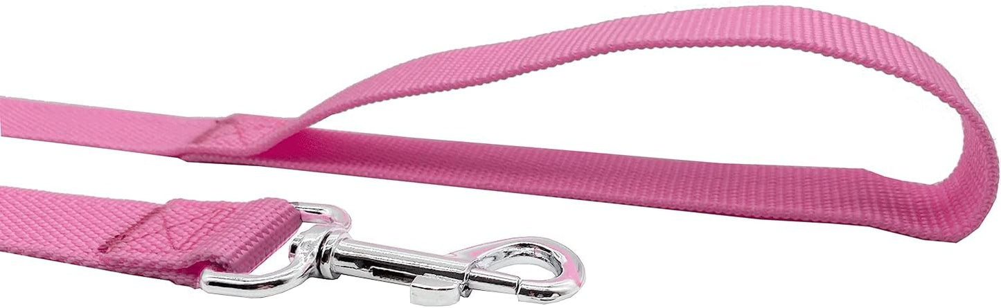Nylon Dog Training Leash, Traction Rope, 4Ft /5 Foot /6 Feet Long, 5/8 inch 3/4 Inch 1 Inch Wide, for Small and Medium Dogs (1'' x 12 FT, Pink)