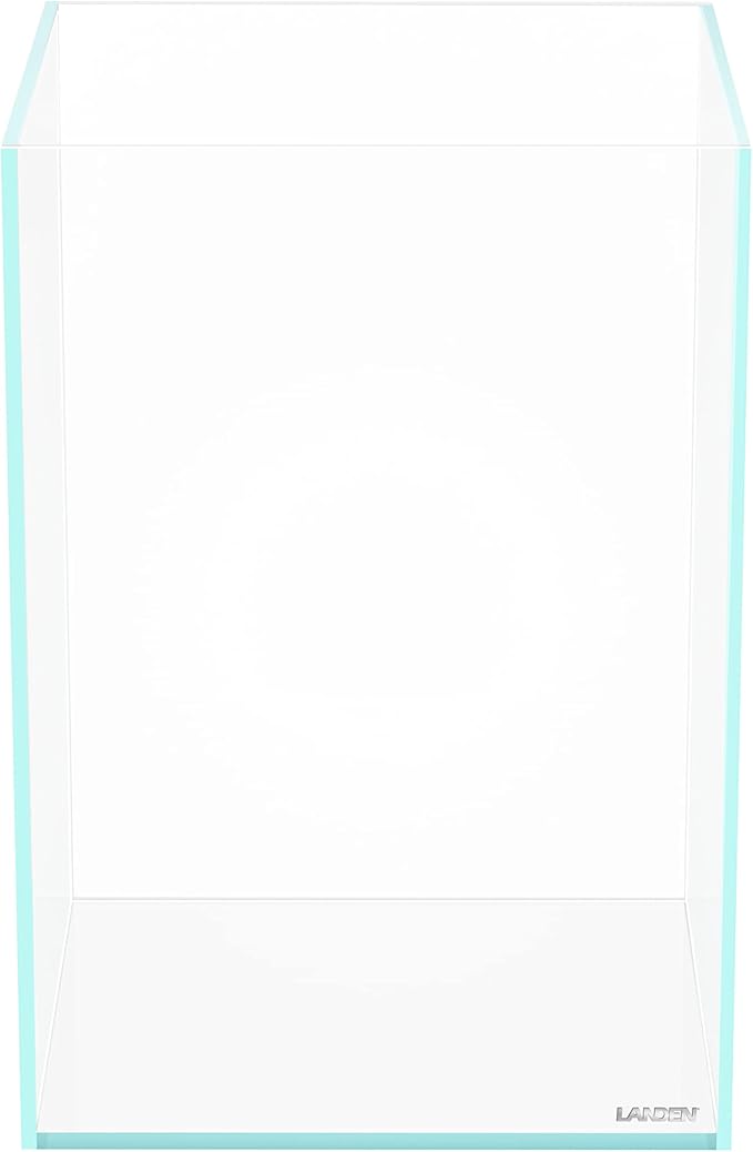 LANEDN Tall Tank Rimless Low Iron Tank 5.5GAL 9.8" L × 9.8" W × 14.2" H(25X25X36) cm Small Aquascape Fish Tank, Vertical Aquascape Tank, Black Leveling Mat Included