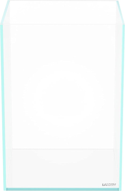 LANEDN Tall Tank Rimless Low Iron Tank 5.5GAL 9.8" L × 9.8" W × 14.2" H(25X25X36) cm Small Aquascape Fish Tank, Vertical Aquascape Tank, Black Leveling Mat Included