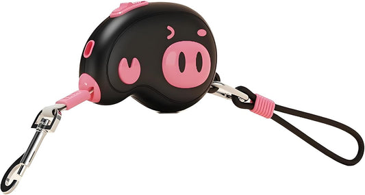Pink Pig Design Retractable Puppy Leash - Lightweight 100g for Small Dogs, Cats, Rabbit ，Hamster ， 2.2m Rope, 50kg Pull, Capacity with Wrist Strap