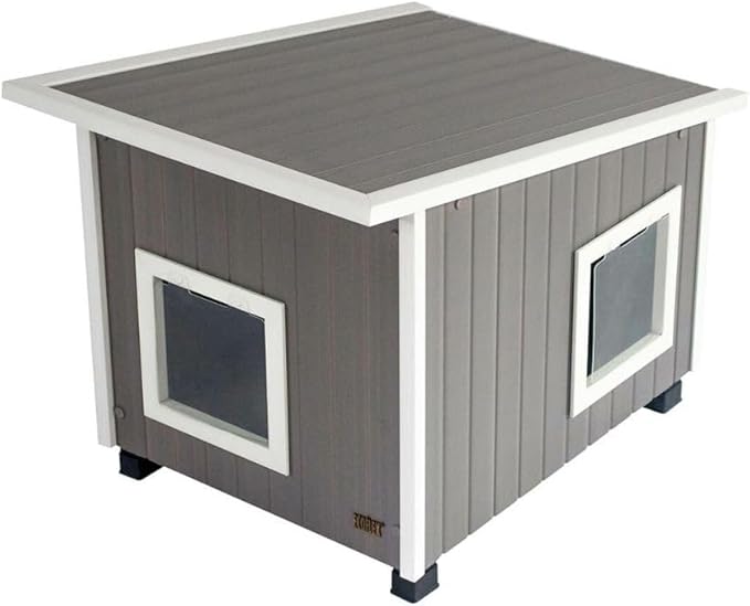 New Age Pet ECOFLEX XL Outdoor Cat House - Durable, Moisture-Resistant Wood Plastic Composite, Dual Entry, Easy Assembly, Elevated Floor for Ventilation, Compatible with Heated Pad, 10-Year Warranty