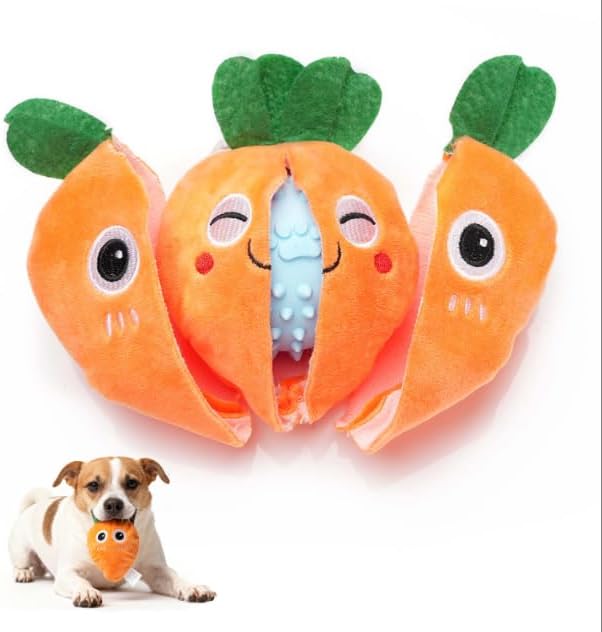 MewaJump Squeaky Easter Dog Toys with Ball, 3-in-1 Plush Cute Dog Toy, Dog Chew Toy with 3 Layers, Dogs Puzzle Pet Toy for Teeth Cleaning, Puppy Enrichment Toys for Small and Medium Breed