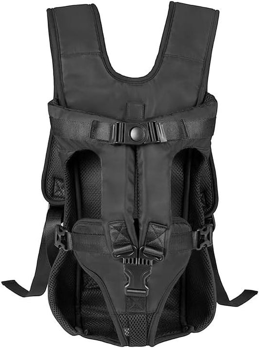 Dog Backpack Carrier, Legs-Out Front Carrier for Small Dogs 10-18 Lbs, Adjustable Breathable Front Carrier for Hiking, Cycling, Travel (Black, Medium)