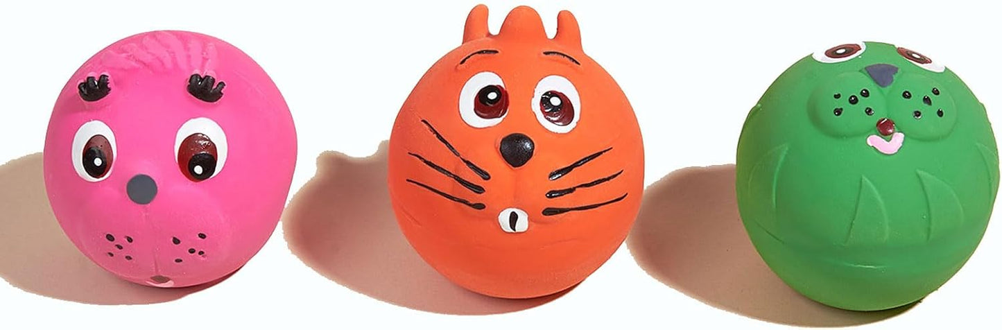 3PCS 2.4'' Squeak Latex Puppy Toy Funny Animal Sets Pet Interactive Play for Small Dog Assorted Color