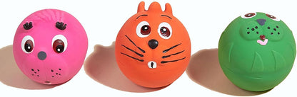 3PCS 2.4'' Squeak Latex Puppy Toy Funny Animal Sets Pet Interactive Play for Small Dog Assorted Color