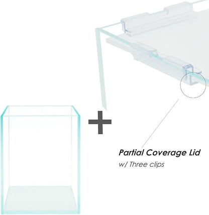 Nano Tall Rimless Frameless Extra Clear Glass Aquarium, Low Iron Glass Tank, 5mm Glass, White Leveling Mat Included, w/Lids Options