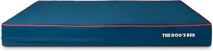 The Dog’s Bed Orthopedic Cooling Memory Foam Dog Bed, XXL Blue & Red Trim, Pain Relief for Arthritis, Hip & Elbow Dysplasia, Post Surgery, Lameness, Supportive, Calming, Waterproof Washable Cover