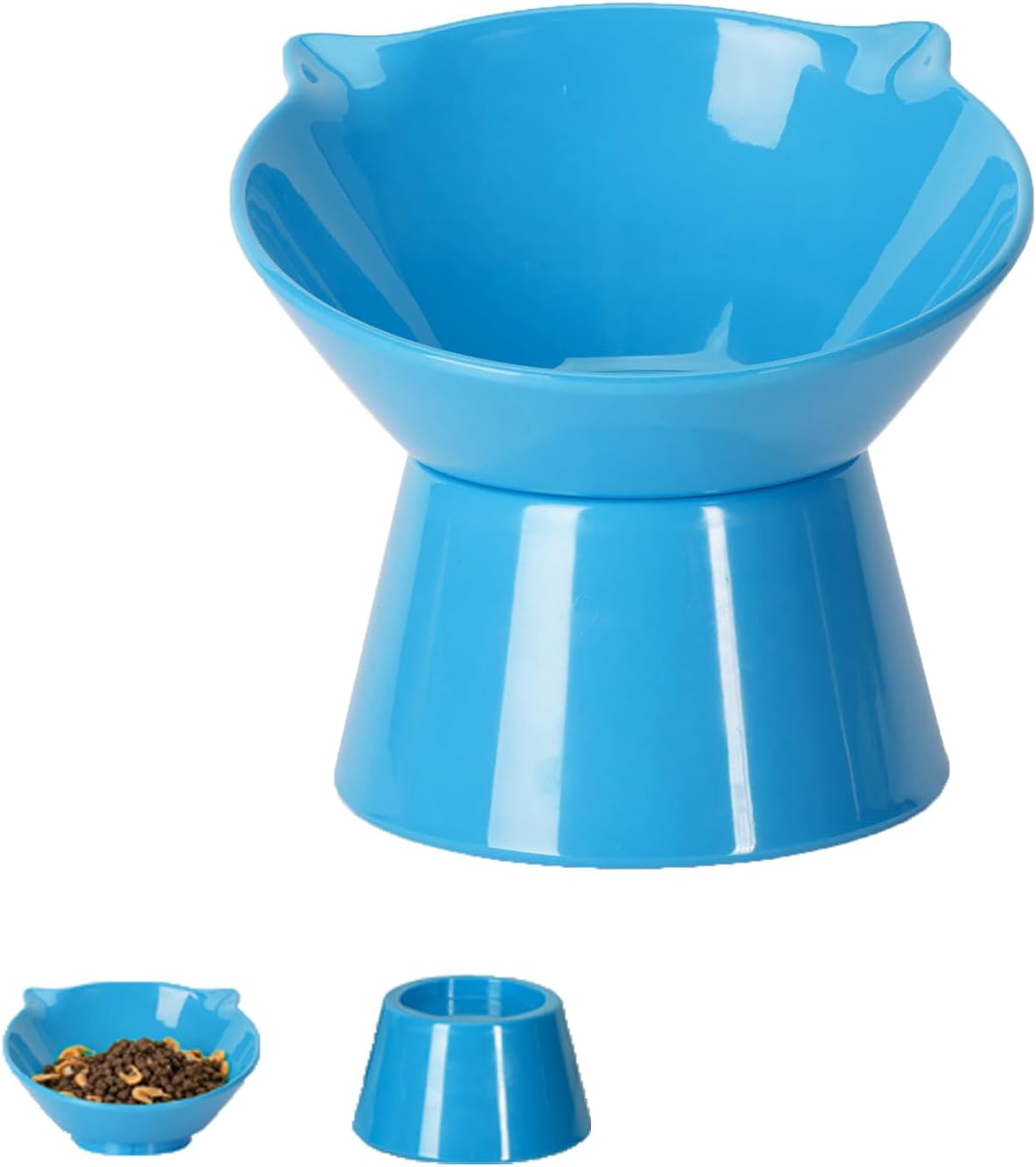 Detachable Elevated Cat Bowls, 15° Tilted Raised Cat Food Bowl Anti-Vomiting,Whisker Friendly, Adjustable Cat Dishes for Protecting Spine,Adult Kitten