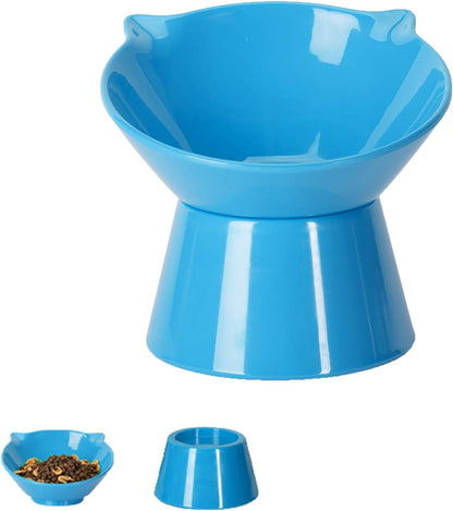 Detachable Elevated Cat Bowls, 15° Tilted Raised Cat Food Bowl Anti-Vomiting,Whisker Friendly, Adjustable Cat Dishes for Protecting Spine,Adult Kitten