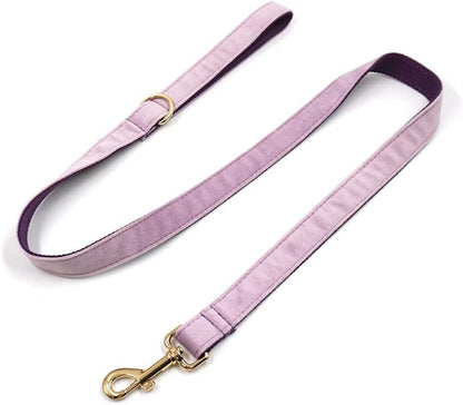 PETDURO Personalized Dog Collar Lavender Soft Velvet for Large Medium Small Boy Girl Dogs - Custom Collar with Name Phone Number Engraved on Gold Metal Buckle - Add Leash Bow Set via Customize Now