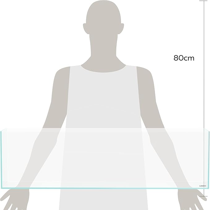 LANDEN 90L 10.8 Gal Rimless Low Iron Aquarium Long Fish Tank, Bookshelf Aquarium, W35.4×D7.87×H9.84 in(90x20x25cm) 6mm Thickness with Black Nano Foam Leveling mat Included