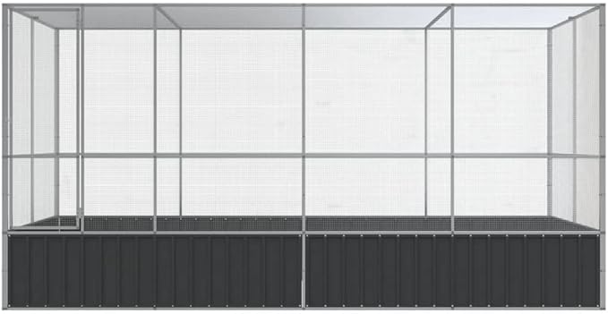 Galvanized Steel Large Flight King Bird Cage with Extension, Steel Outdoor Aviary, Outdoor Indoor Large Bird Cage Aviary Pet House for Cockatiels African Parakeets, 164.6"x81.5"x83.5",-310