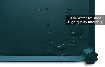 Hoki Found Large Silicone Pet Food Mats - Non Slip Dog Cat Bowl Placemats - Waterproof Dog Cat Food Mats - Dark Cedar