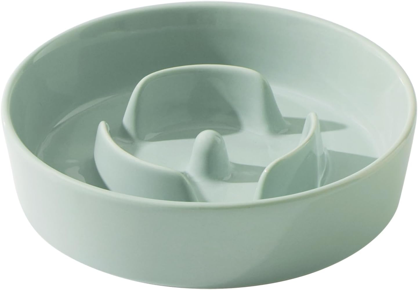 Ceramic 0.9 Cup Dog Bowl Slow Feeder for Small Dog, 6.1inch Pet Slow Feeder, Stop Bloat, Preventing Choking(Single Bowl-Light Green)