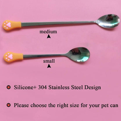 Food Can Spoon/ 4Pack/ Multiple Sizes Stainless Steel- Silicone Food Canned Scoop for Dogs and Cats(Small)