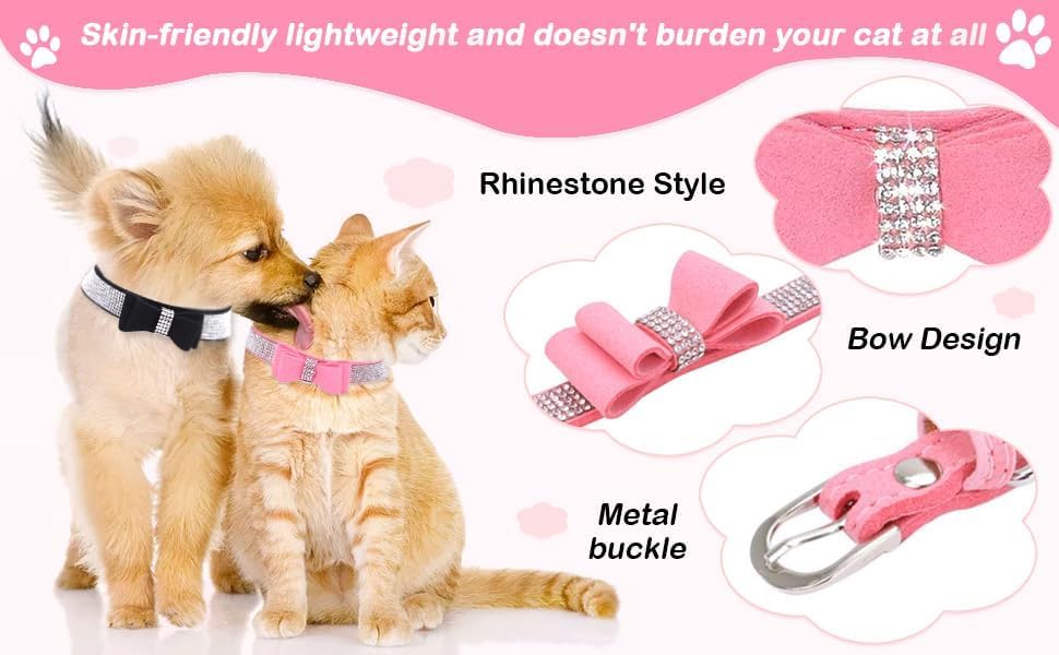 Serijoars Small Dog Collar with Rhinestone Crystal Diamond Colorful Bling Girl Puppy Cat Collars (S, Red1)