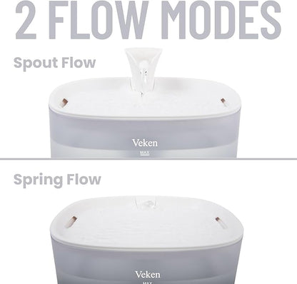 Veken Cat Water Fountain with Detachable Tank, Easy to Clean & Assemble, 84oz/2.5L Automatic Pet Drinking Dispenser with Quiet Operation & LED Light for Cats, Dogs and Small Pets, White