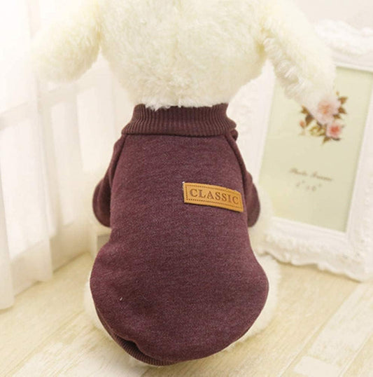 Idepet Pet Dog Classic Knitwear Sweater Fleece Coat Soft Thickening Warm Pup Dogs Shirt Winter Pet Dog Cat Clothes Puppy Customes Clothing for Small Dogs(XXL,Brown)