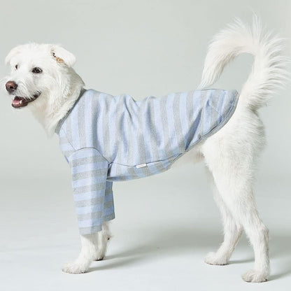 Dog Cotton Shirts for Small and Large Dogs Rugby Striped T-Shirts Soft Breathable Dog Shirt pet Clothes (2X-Large, Blue/Gray)