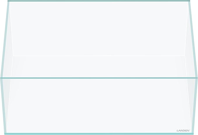 LANEDN 45S 5.4 Gal Shallow Tank, Shallow Fish Tank, Rimless Low Iron Tank W17.7×D11×H7.1 in(45x28x18cm); 5mm Thickness Aquascape Fish Tank, Black Leveling Mat Included