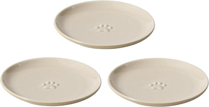 6.1'' Ceramic Wide Cat Dishes, Set of 3 Ceramic Cat Bowls, Indoor Kitten Feeding Wet & Dry Shallow Food Dish Anti Whisker Fatigue(3 Pcs)