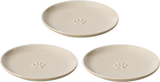 6.1'' Ceramic Wide Cat Dishes, Set of 3 Ceramic Cat Bowls, Indoor Kitten Feeding Wet & Dry Shallow Food Dish Anti Whisker Fatigue(3 Pcs)