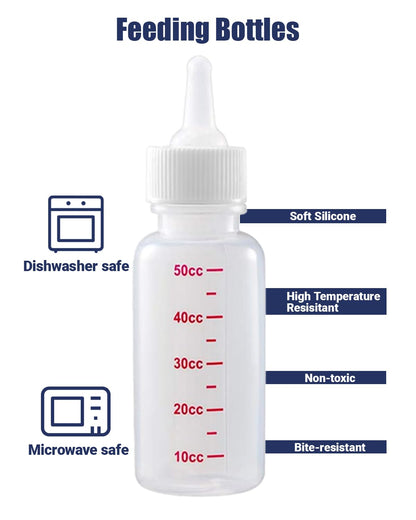 Pet Nursing Bottle, Nursing Bottle Kits, Kitten Bottle Feeding Kit, Suitable for Feeding Newborn Puppy, Kitten, Squirrel, Hamster, Bunny, 1 Milk Bottles, 6 Pet Nipple