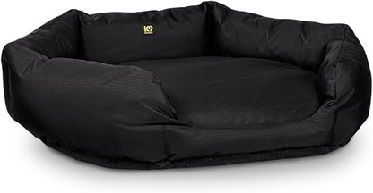 K9 Ballistics Tough Ripstop Oval Bolster Dog Bed, Calming Round Den Shape, Scratch Resistant, Machine Washable - Small, Black Ripstop