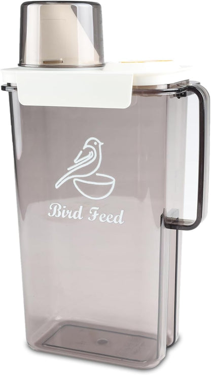 Bird Seed Storage 2L Airtight Pet Food Storage Containers Plastic Bird Food Container with Measuring Cup BPA Free Dog Food Containers for Dry Food Leakproof Seed Storages Container,Cat Bird