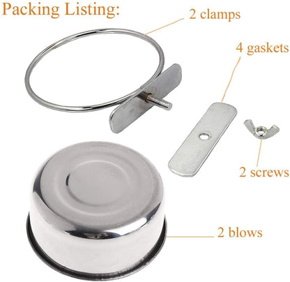 Kathson 2 Pack Bird Feeding Dish Cups, Stainless Steel bird bowls Parrot Feeders Water Cage Bowls with Clamp Holder Bird Feeders for Parakeet Cockatiels Conure Budgies Lovebird Finch and Small Animals