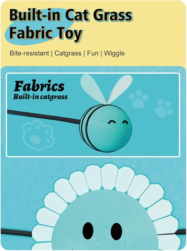 Wobble Cat Toy, an Adorable Interactive Rolling pet Toy Featuring Fun Sunflower Decorations and Feathers to Ignite Your Cat's Hunting Instincts. (Yellow)