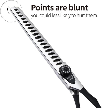 Fenice Peak 8.0'' Dog Chunker Scissors For Grooming 440C Stainless Steel Black Non-Slip Handle Sharp Blades Professional Pet Trimming Scissors for Cats Thinning Rate 75%